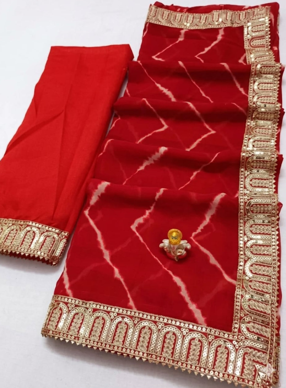 trending leheriya printed georgette saree