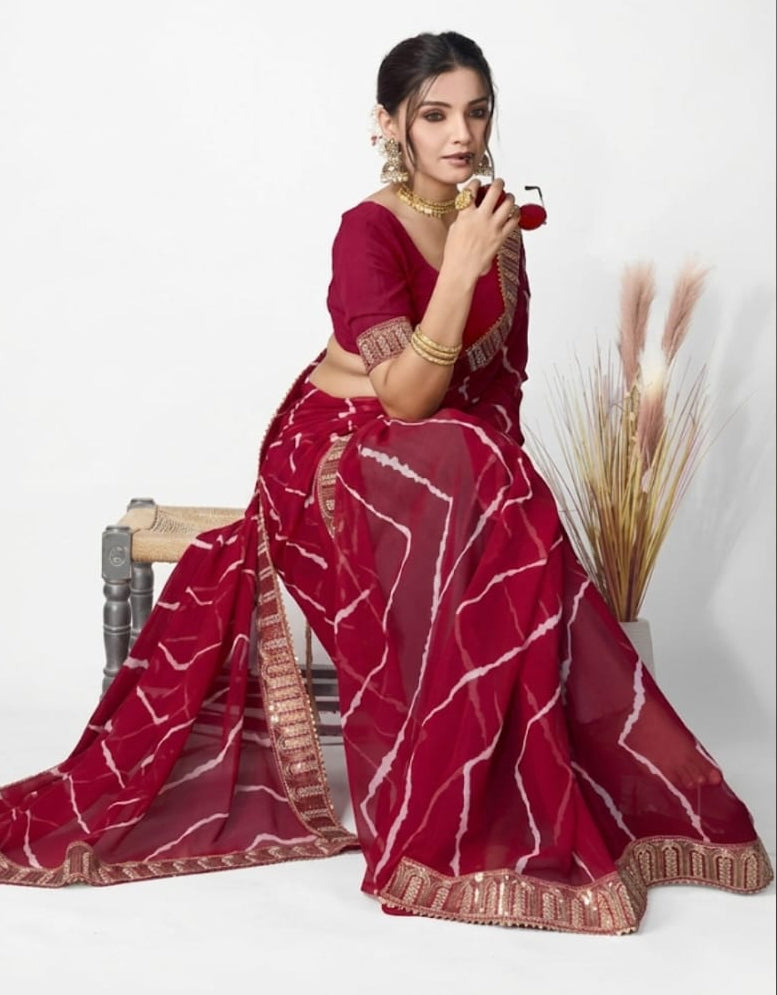 trending leheriya printed georgette saree