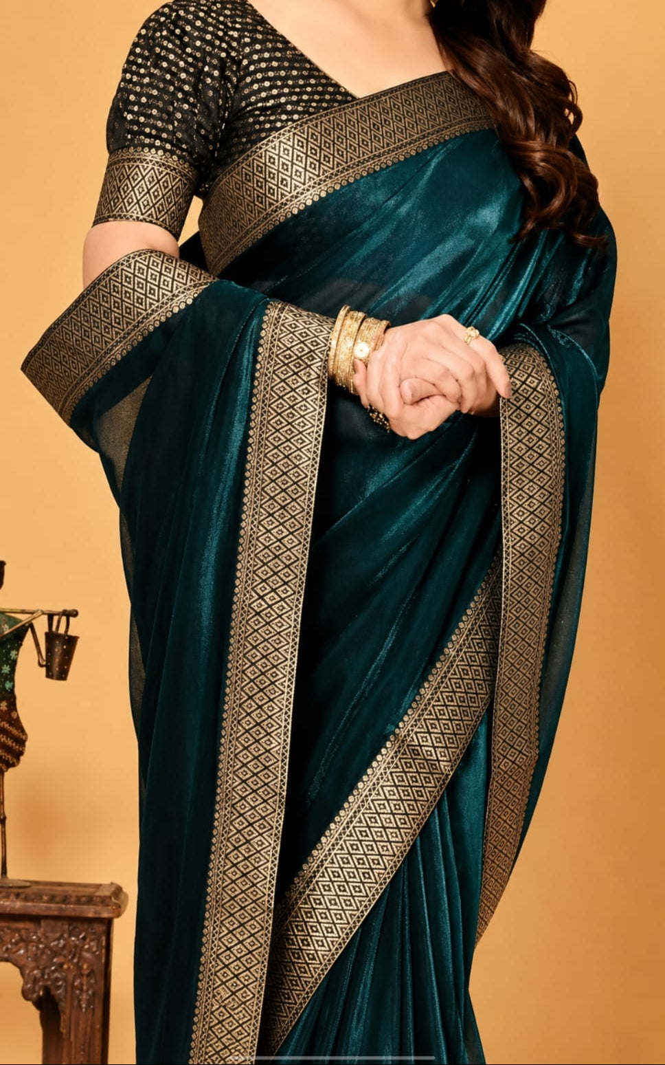 best chiffon saree with running blouse