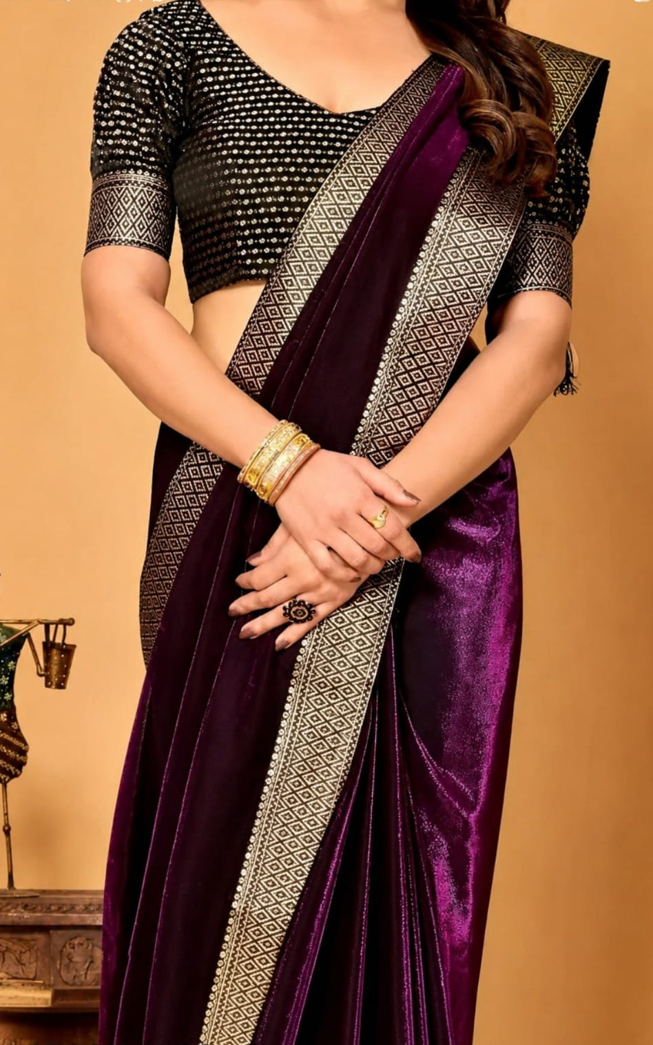 best chiffon saree with running blouse