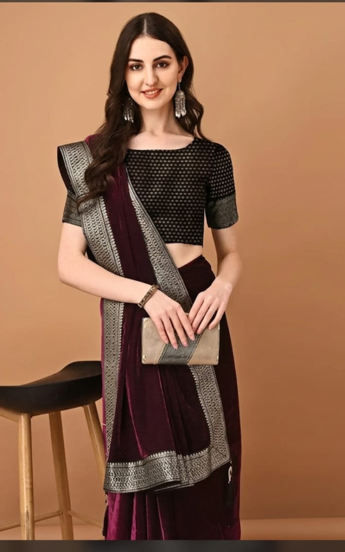best chiffon saree with running blouse