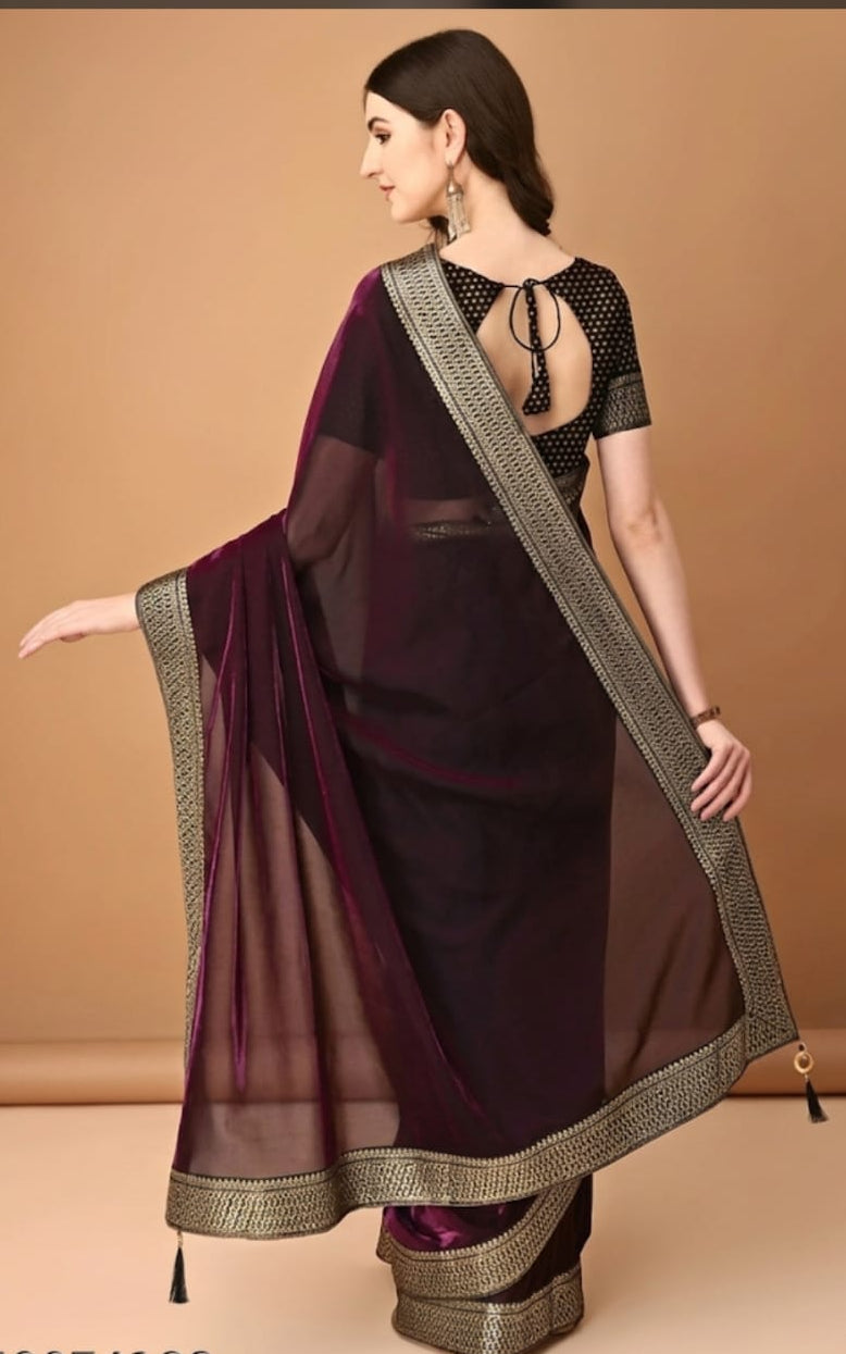 best chiffon saree with running blouse