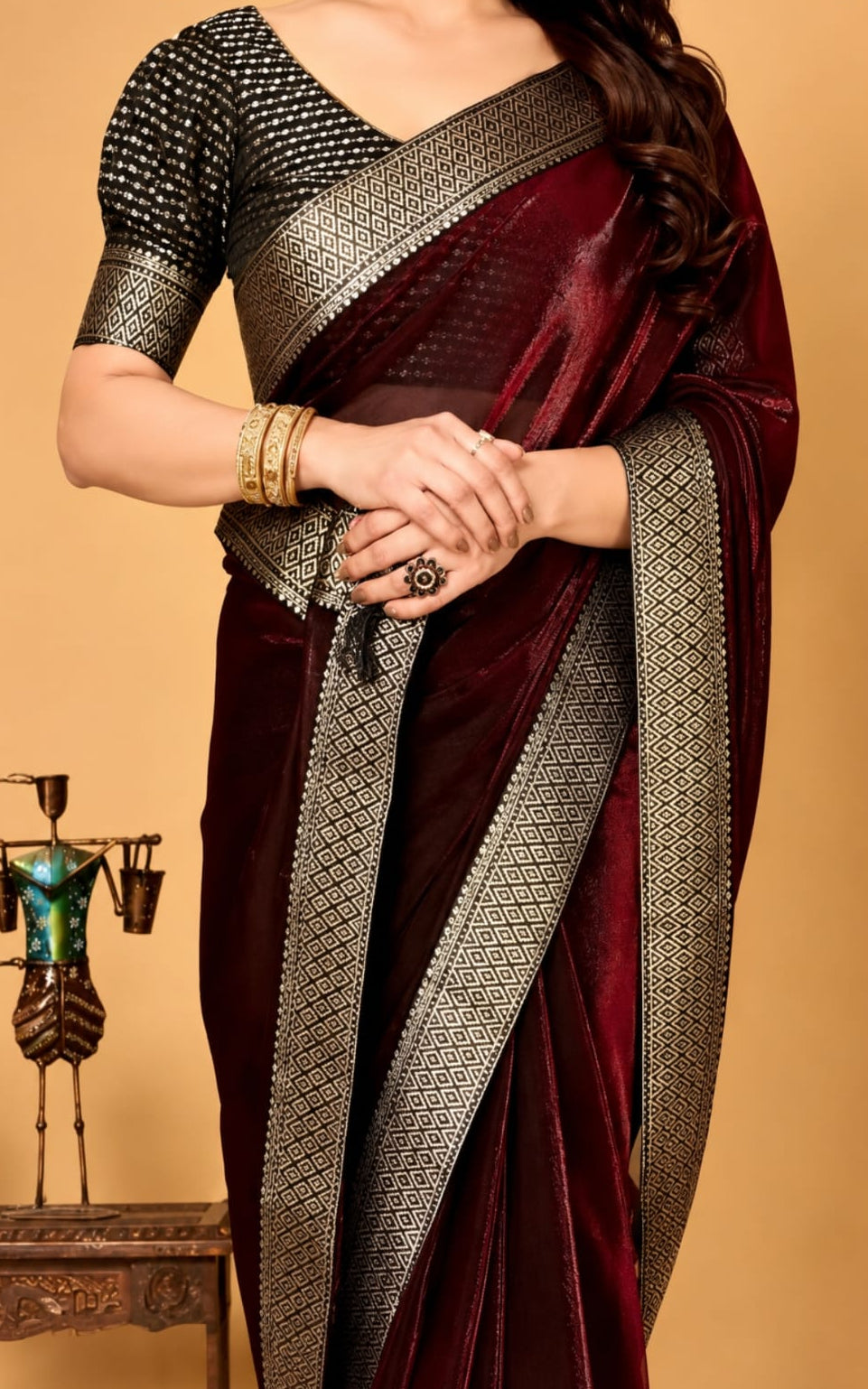 best chiffon saree with running blouse