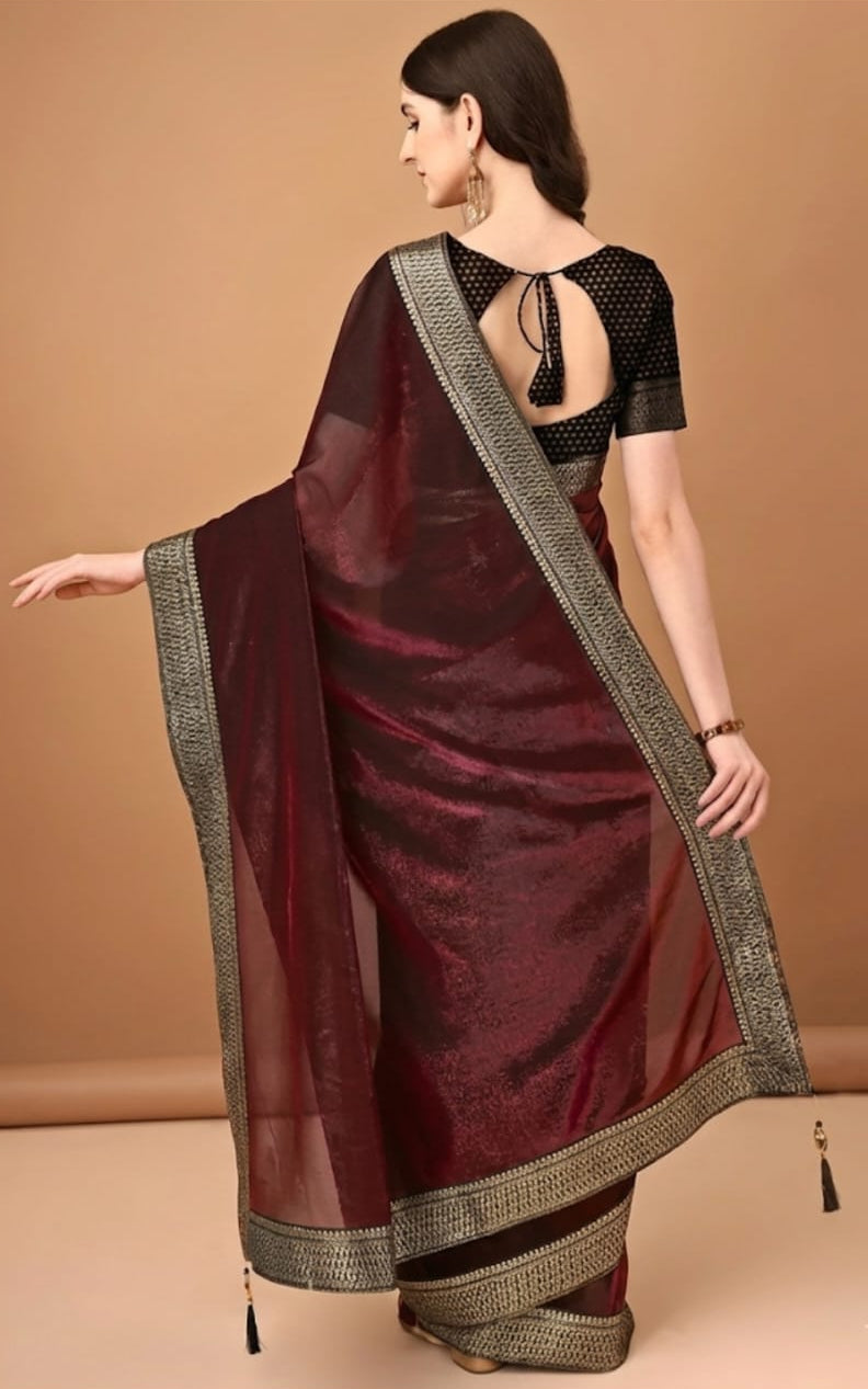 best chiffon saree with running blouse