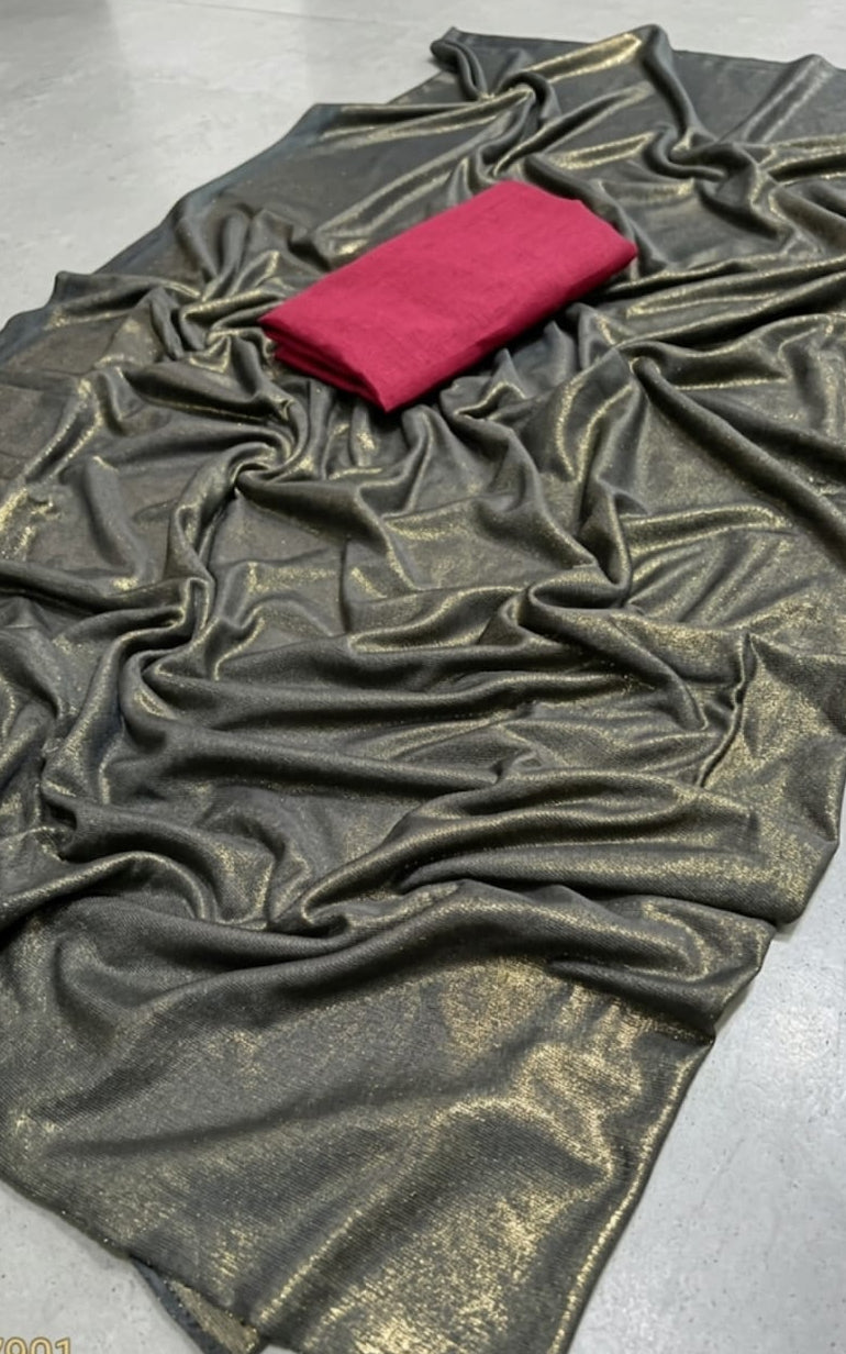 lycra blend saree with blouse peice
