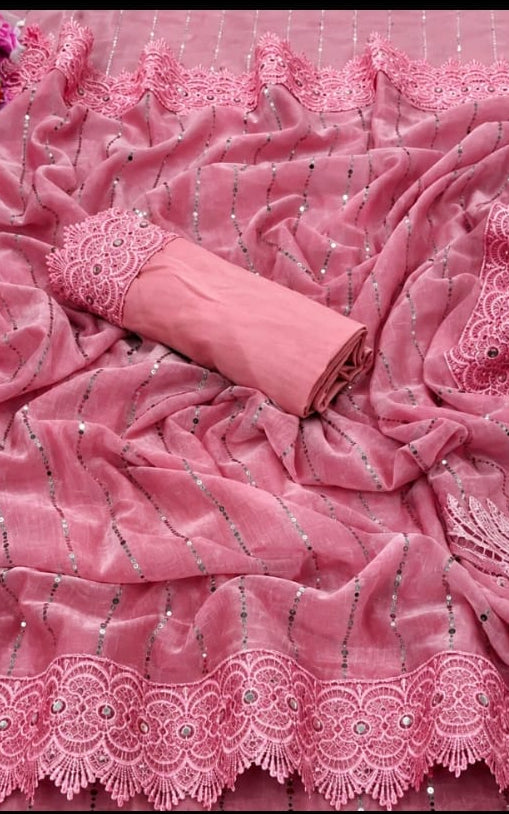 minor worked saree with running blouse
