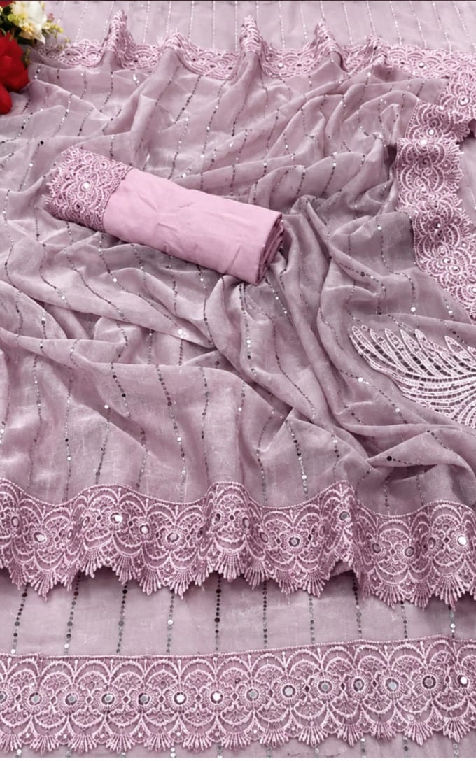 minor worked saree with running blouse