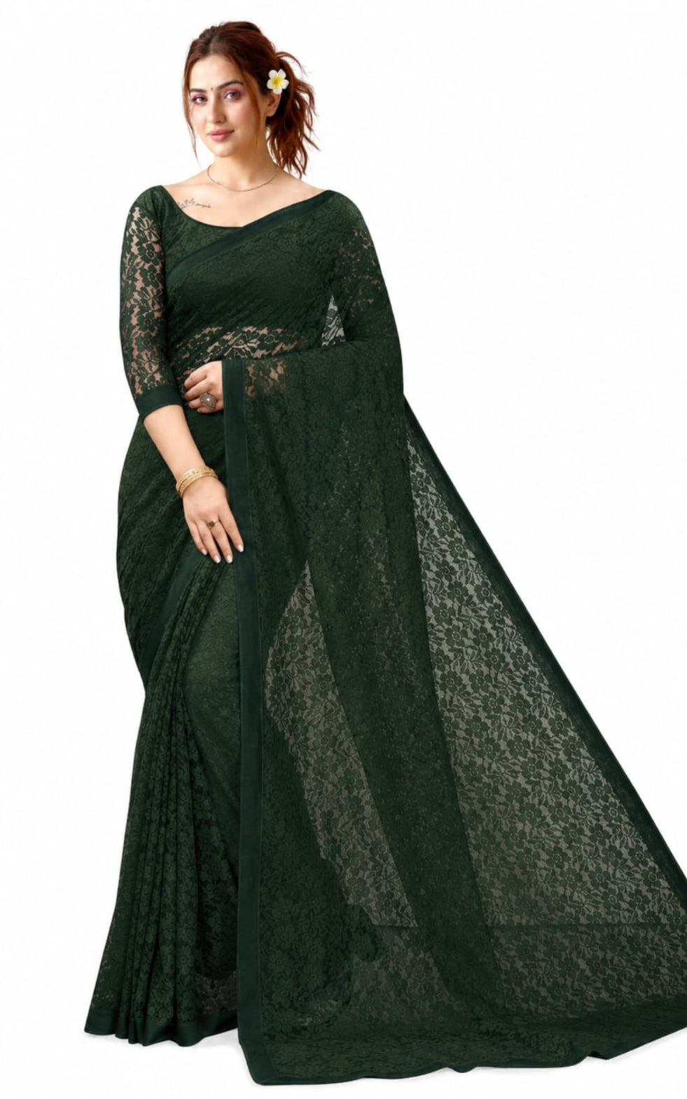 new brasso type saree with running blouse