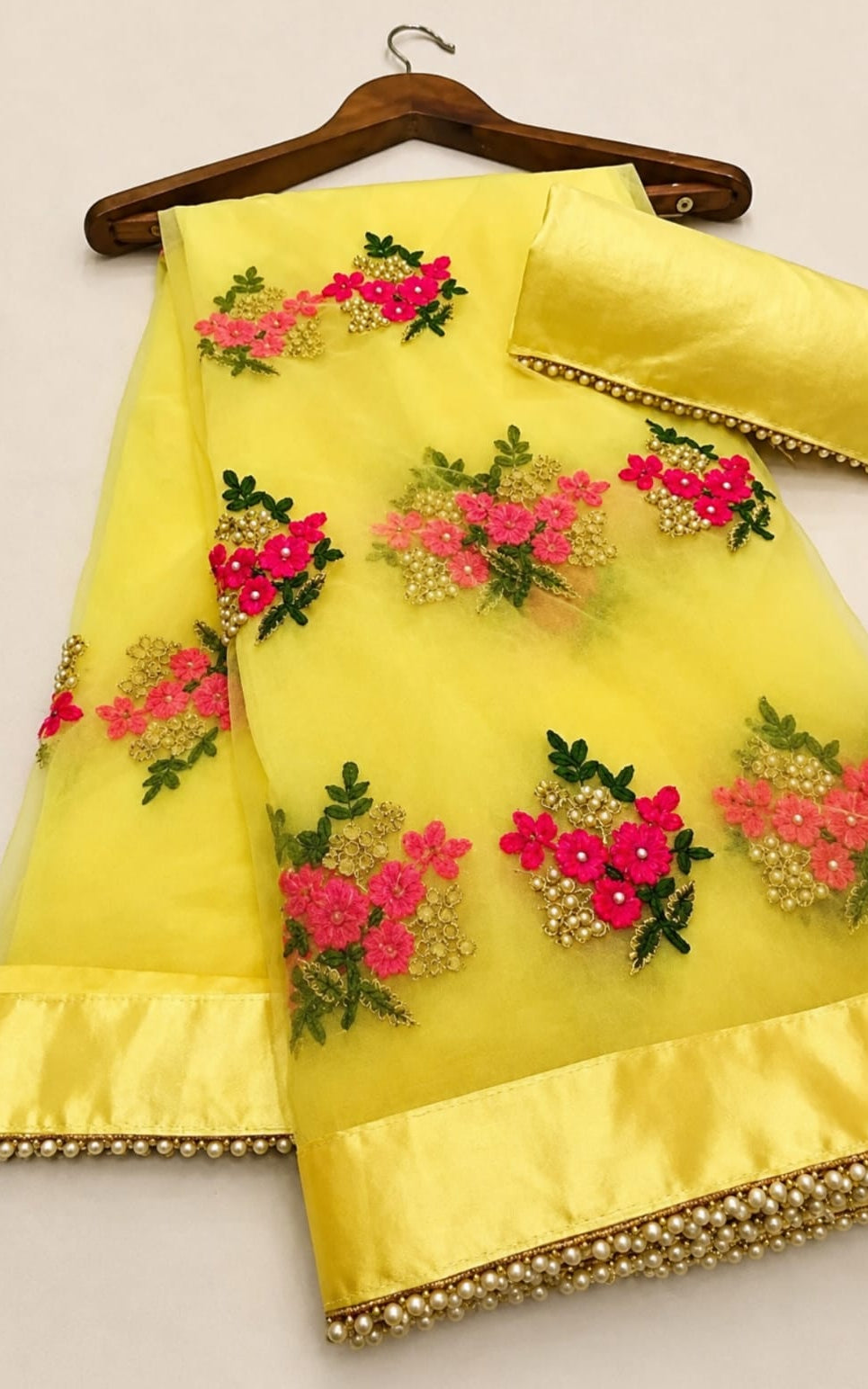 beautiful worked net saree with running blouse