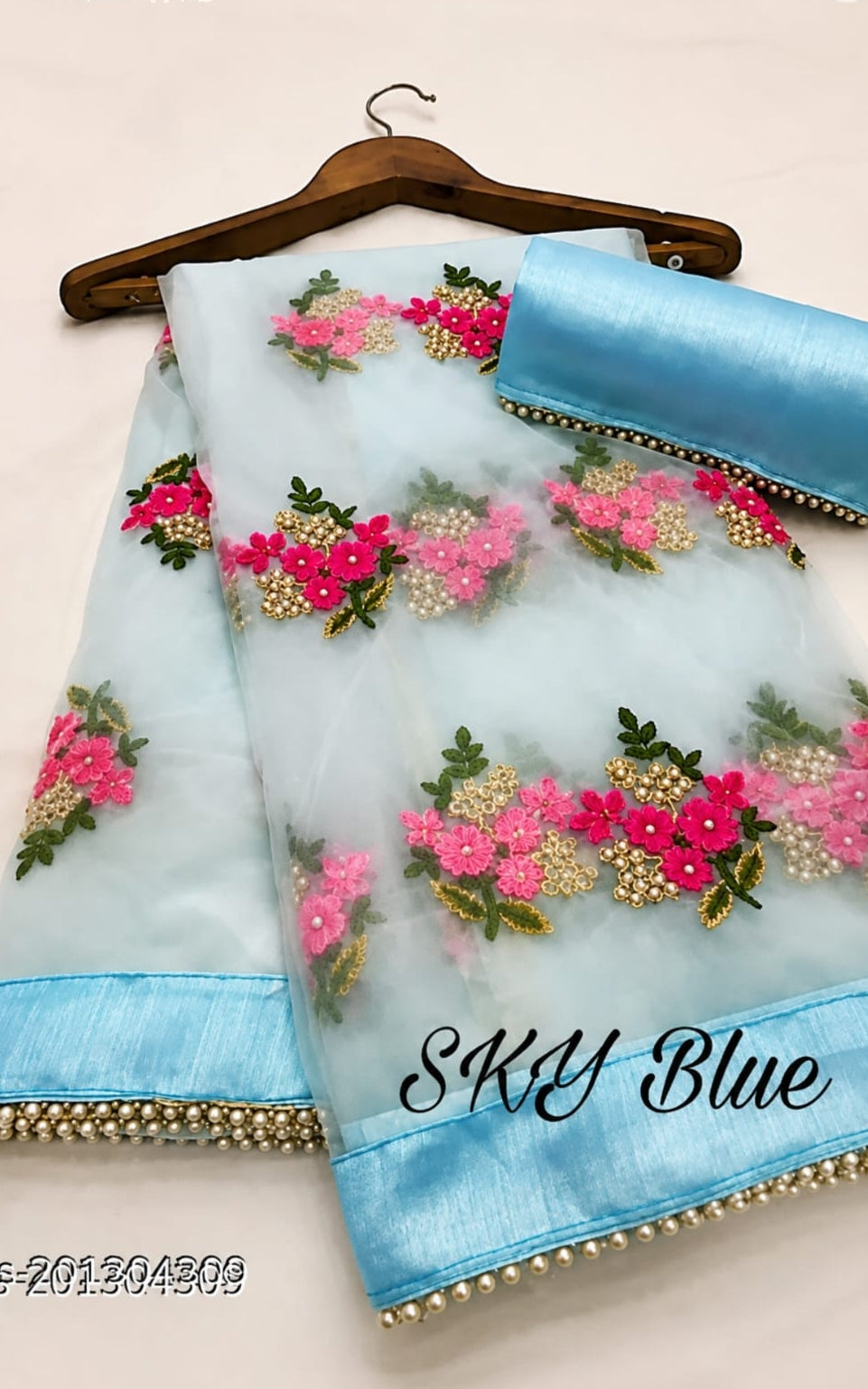 beautiful worked net saree with running blouse