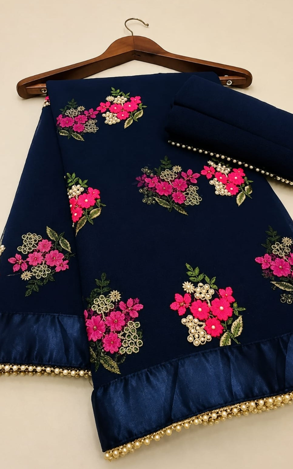 beautiful worked net saree with running blouse