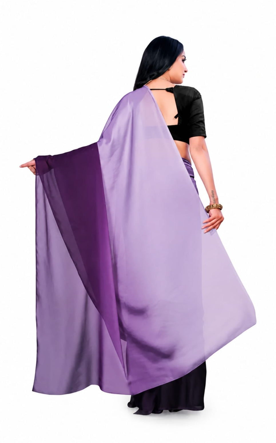 best purple ladies saree with blouse