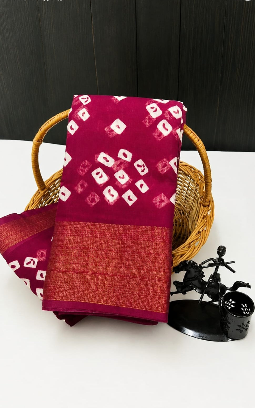 bandhani type cotton blend saree