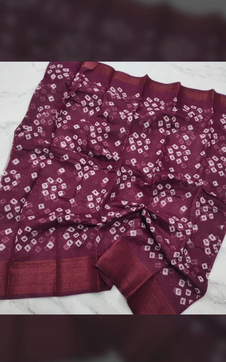 bandhani type cotton blend saree