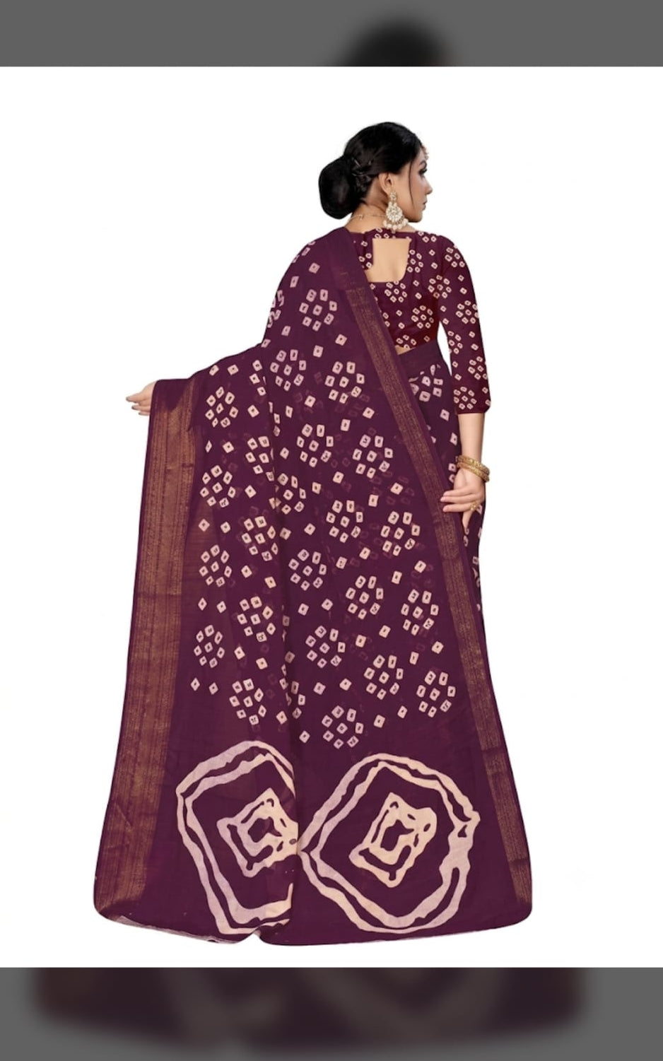 bandhani type cotton blend saree