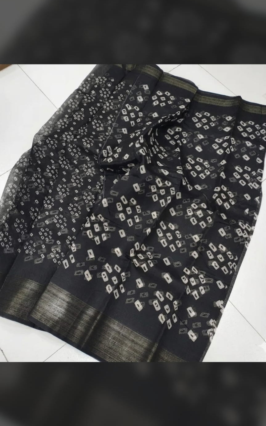 bandhani type cotton blend saree