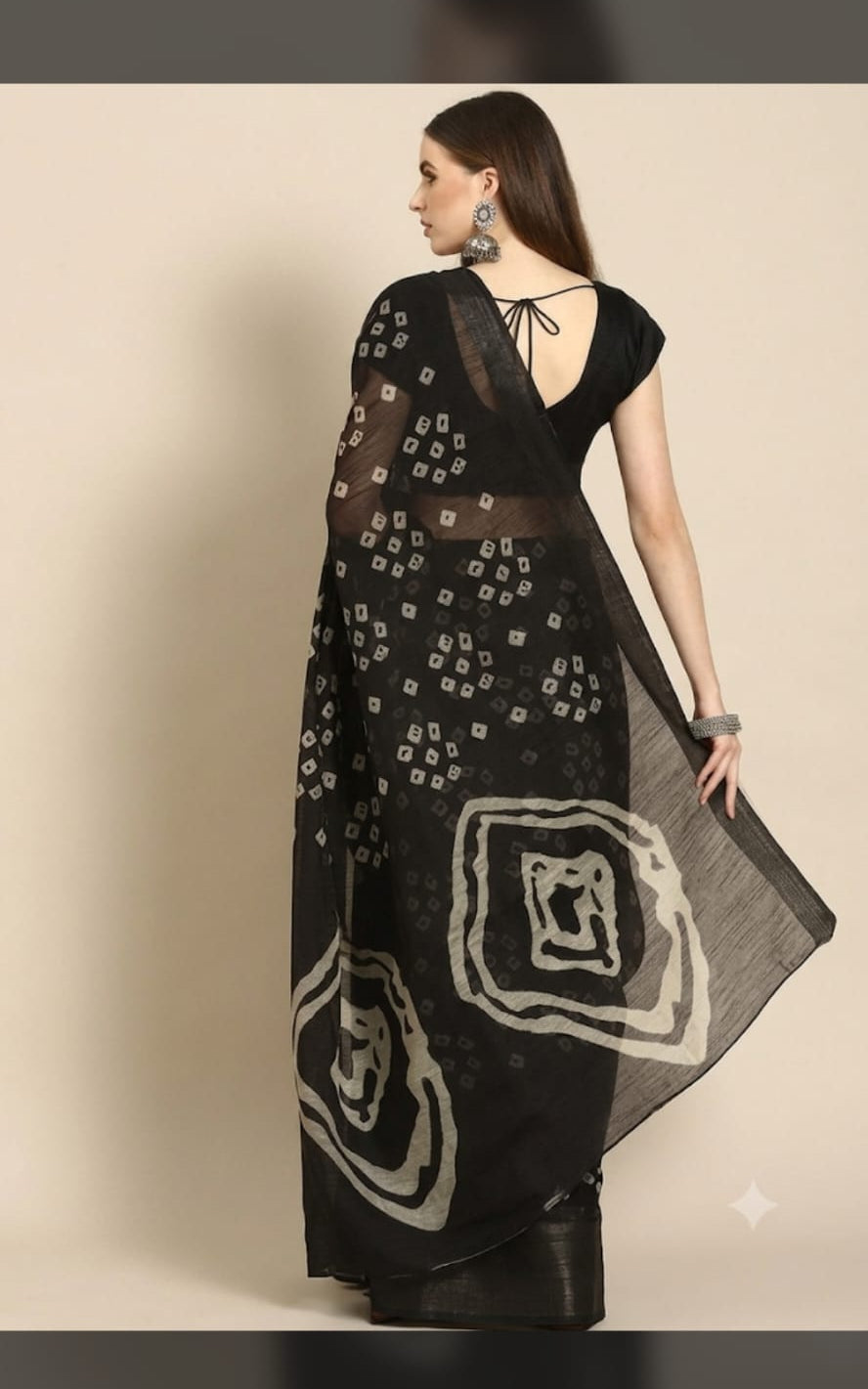bandhani type cotton blend saree
