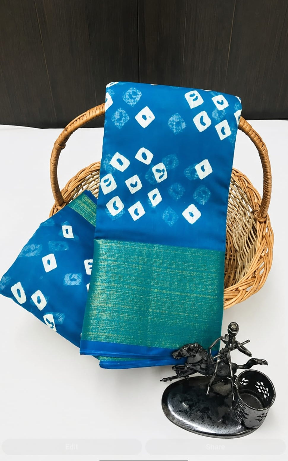 bandhani type cotton blend saree