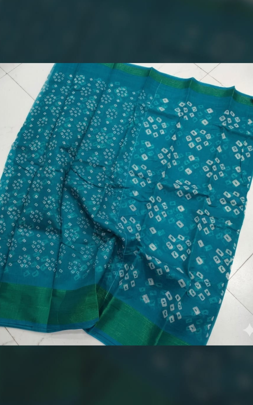 bandhani type cotton blend saree