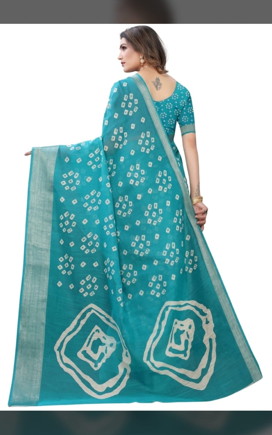 bandhani type cotton blend saree