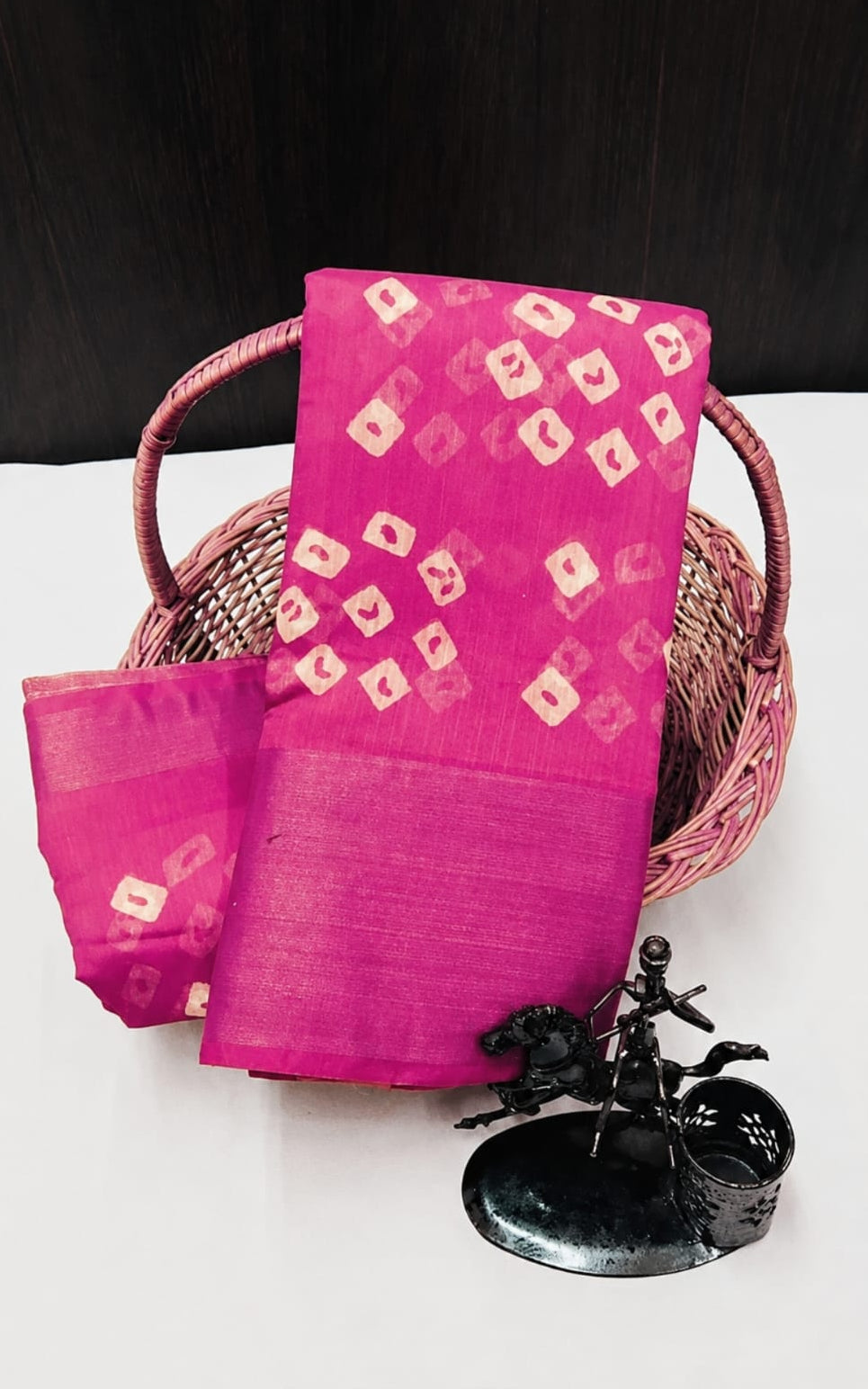 bandhani type cotton blend saree
