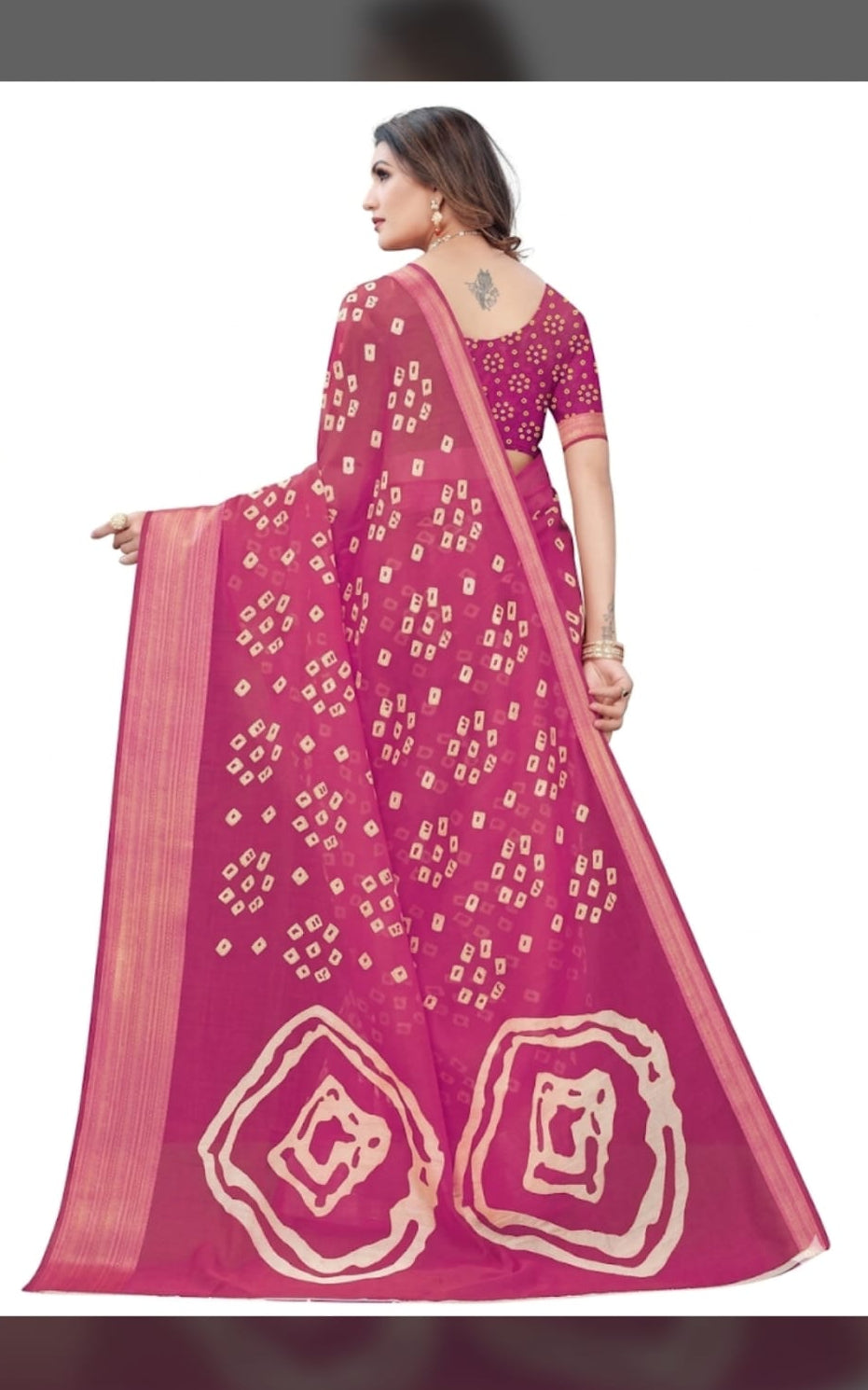 bandhani type cotton blend saree