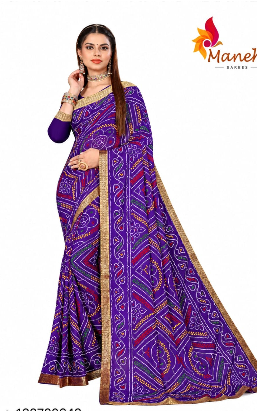 poly georgette saree with seprated blouse peice