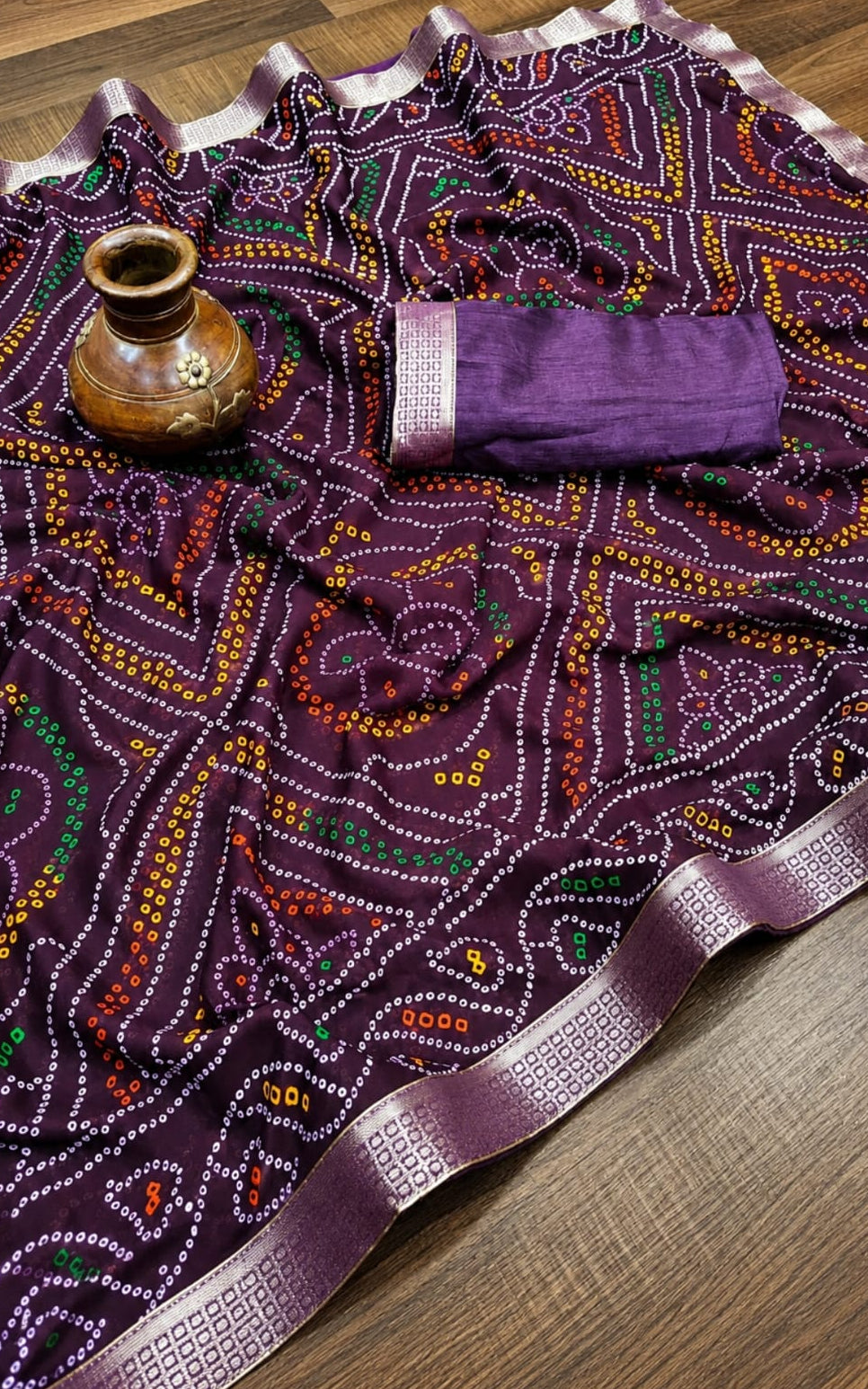 poly georgette saree with seprated blouse peice