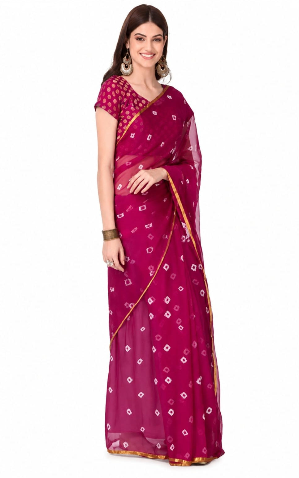 beautiful saree in chiffon fabric with seprated blouse peice