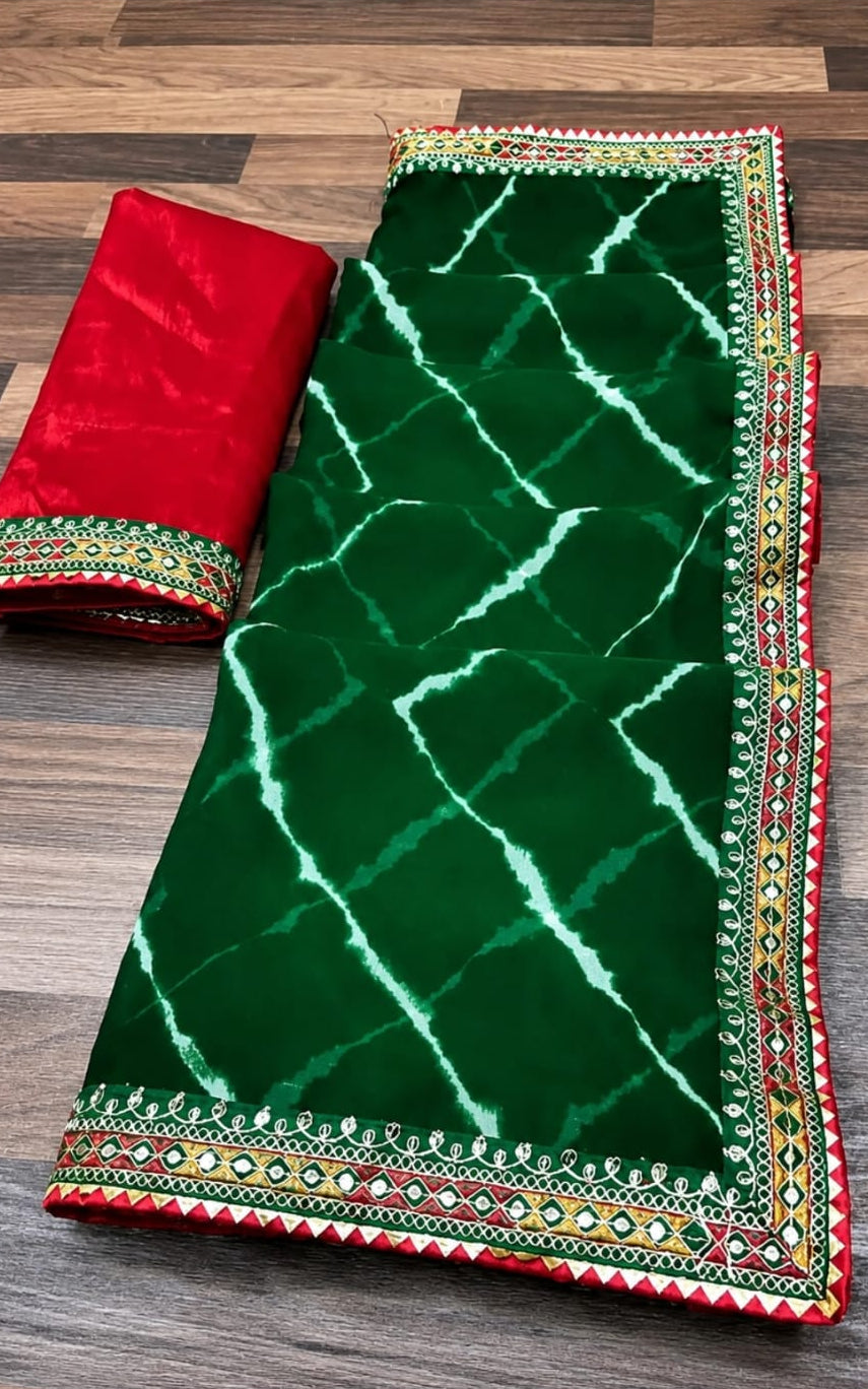best georgette saree with seprated blouse peice