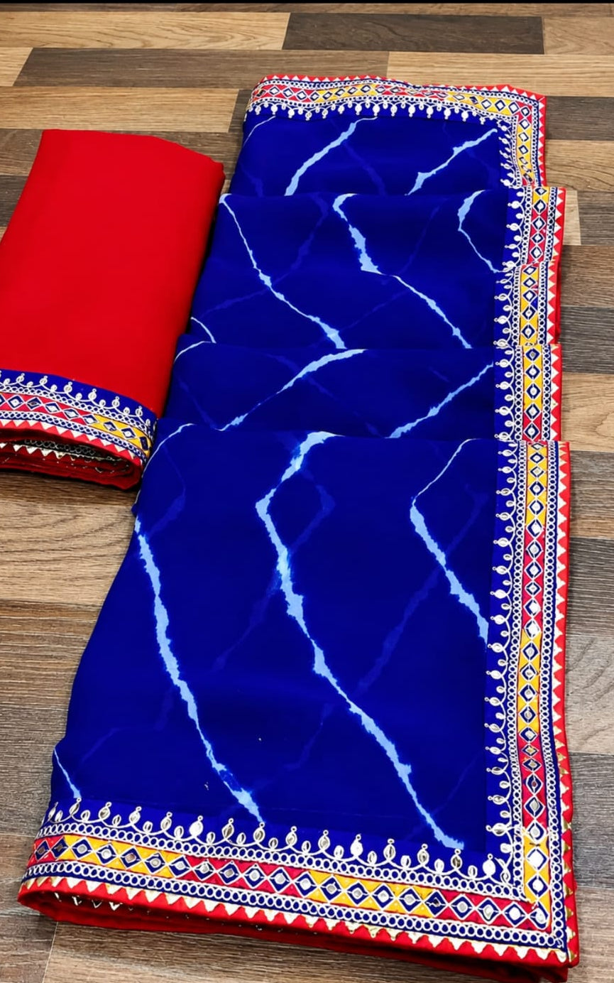 best georgette saree with seprated blouse peice