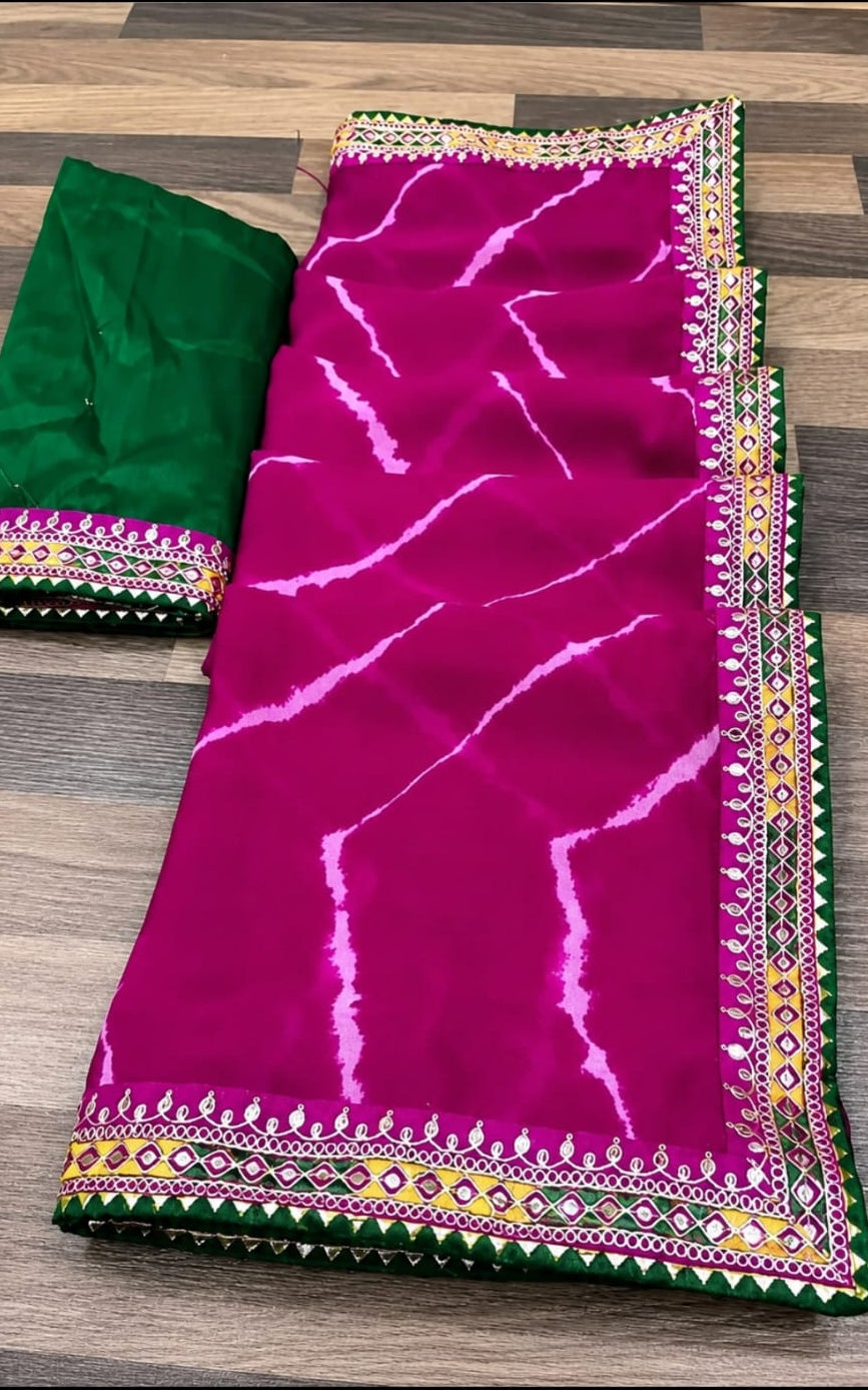 best georgette saree with seprated blouse peice