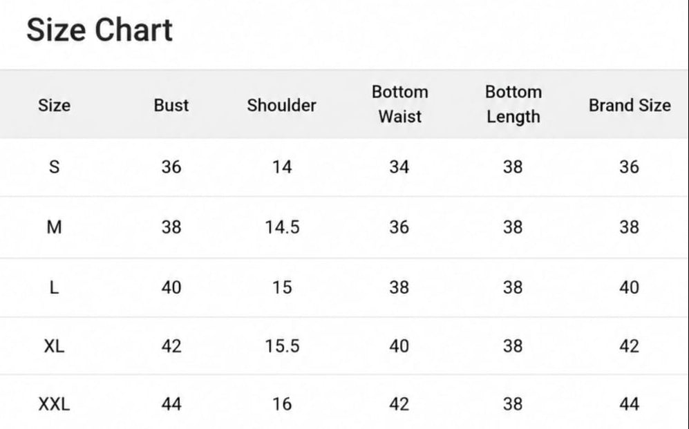 Size chart