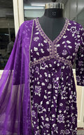 Kurta with Duppata and Bottomwear, Calf length, V-neck, Three-Quater Sleeves