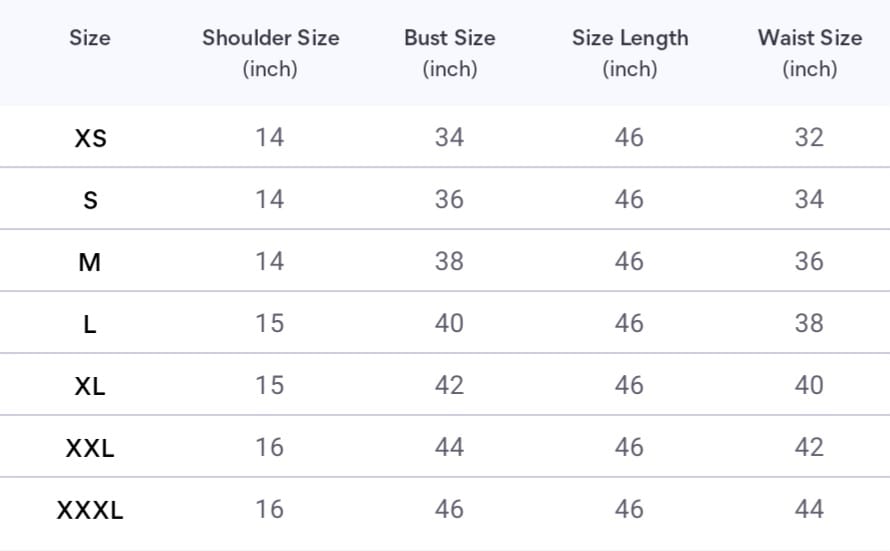 Size chart