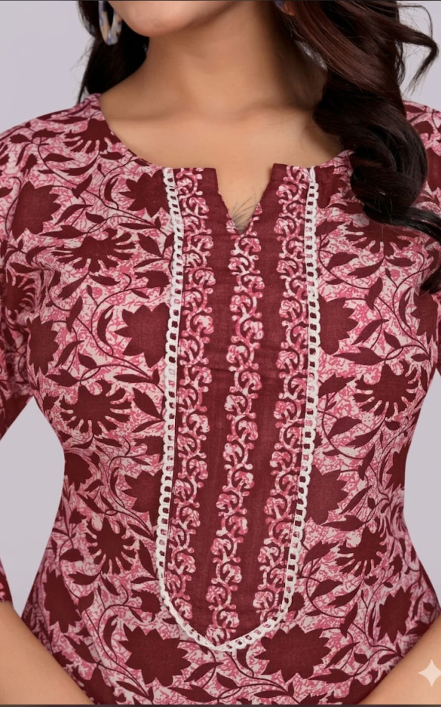 cottom kurta with pant, clar length, sleeve length is three quater