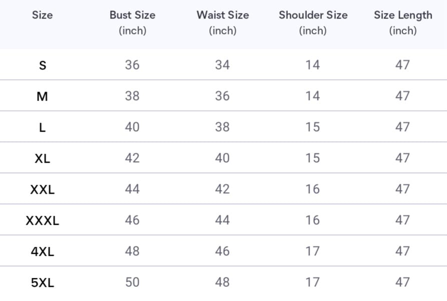 Size chart