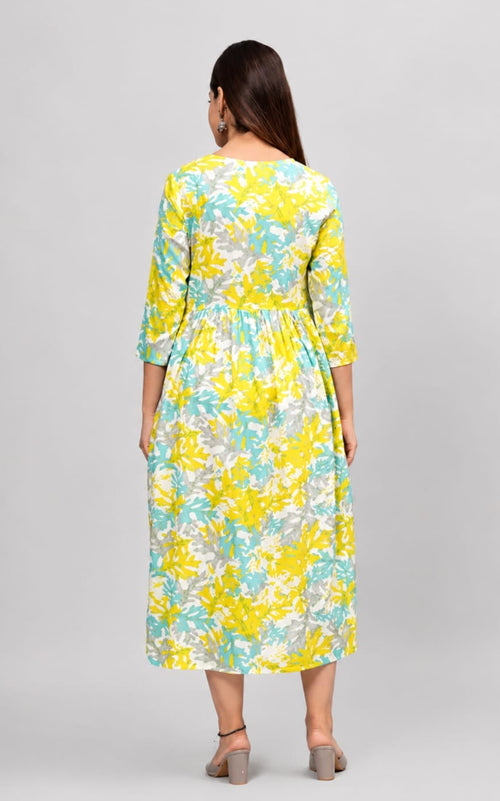 beautiful rayon anarkali in round neck, sleeve length is three quater