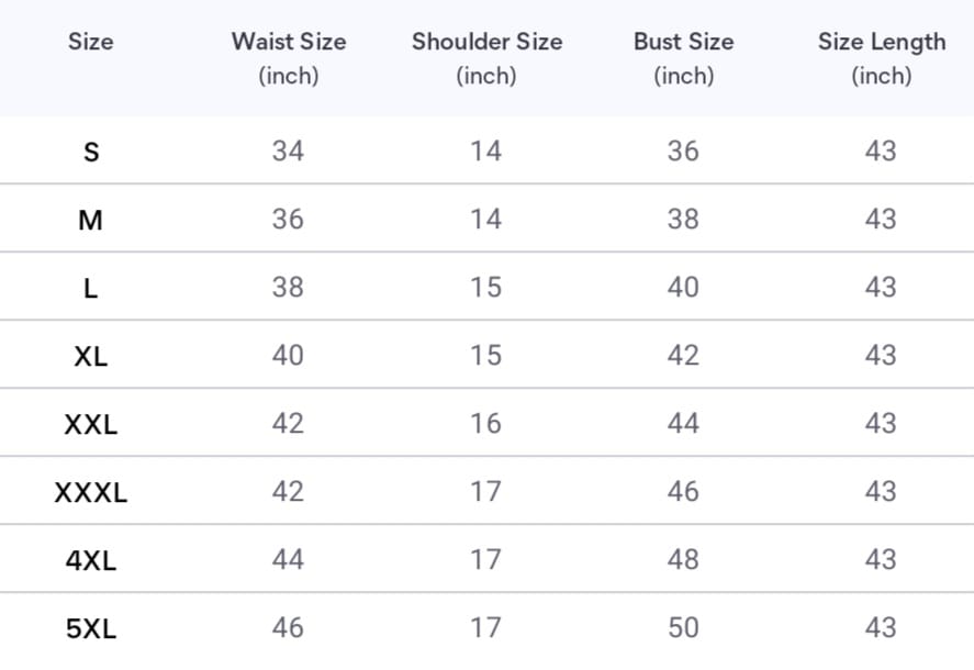 Size chart