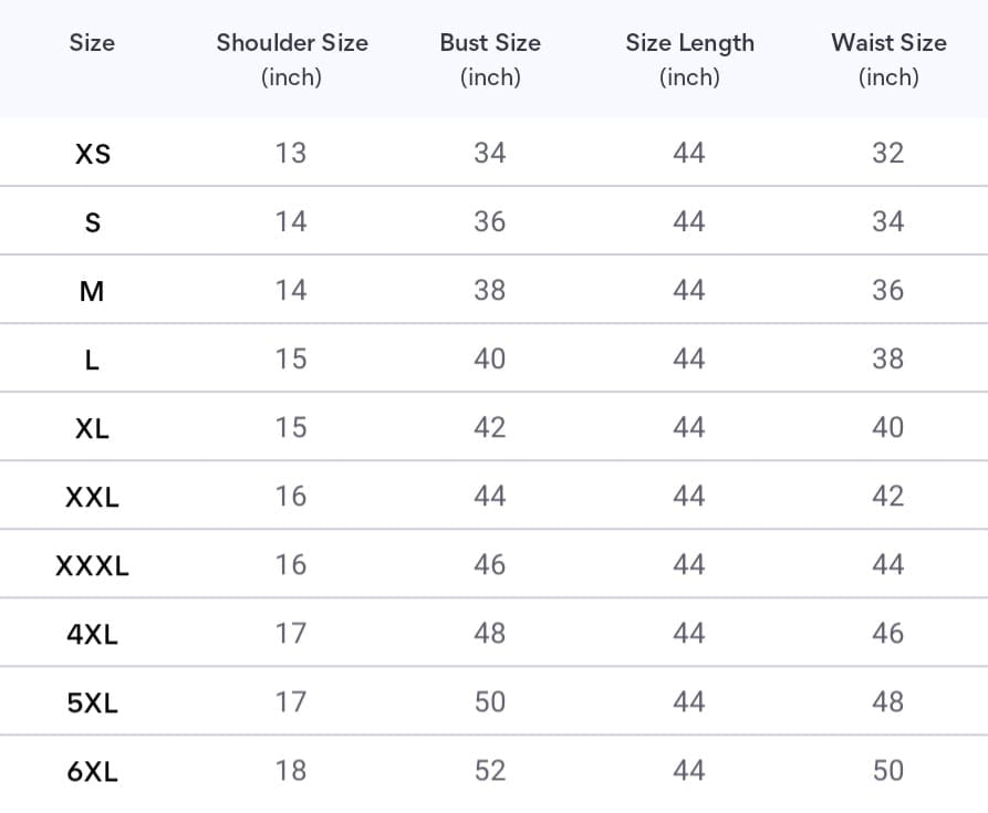 Size chart