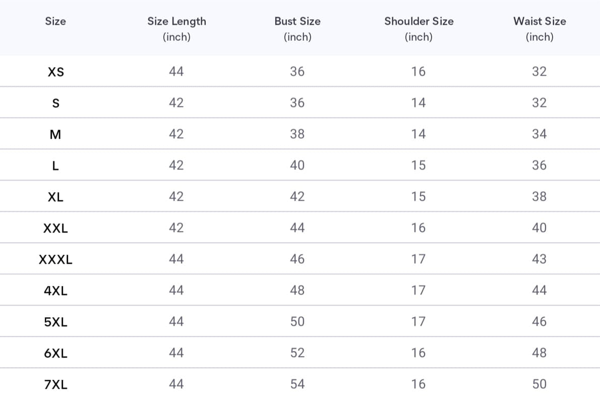Size chart