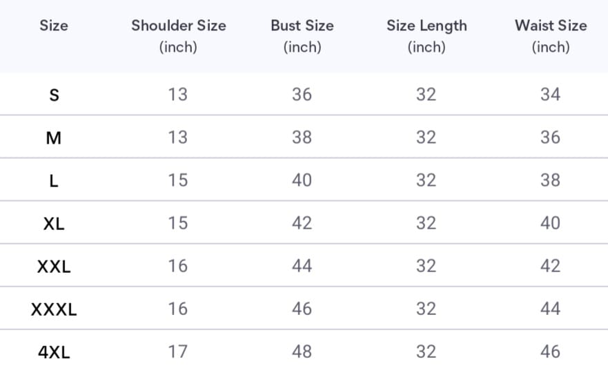 Size chart