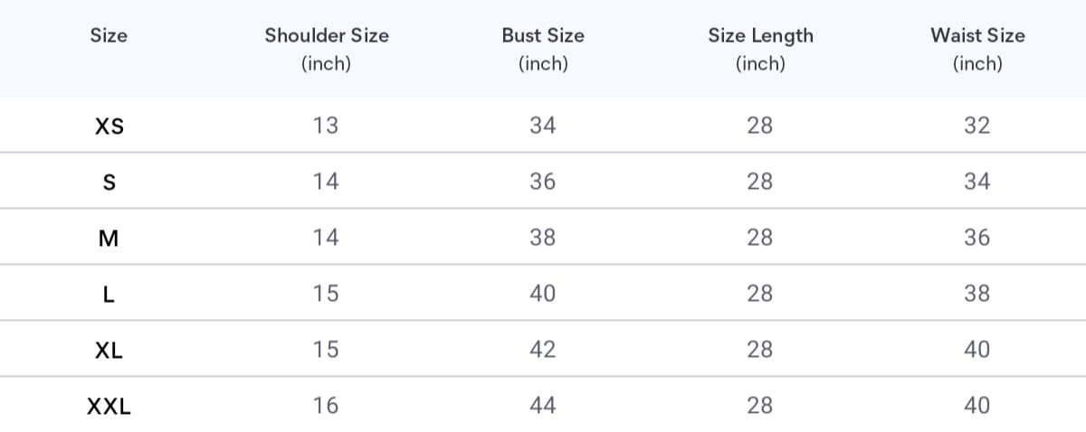 Size chart