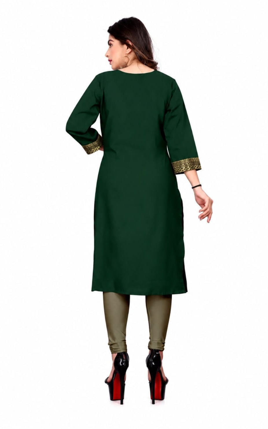 gree cotton kurti in round neck, sleeves length is three quater
