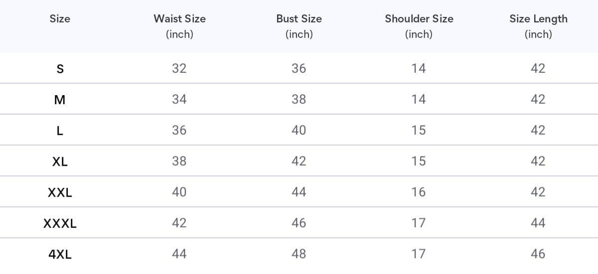 Size chart