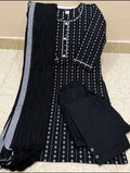Kurta with duppata and bottomwear, round neck, calf length, three quater sleeves length