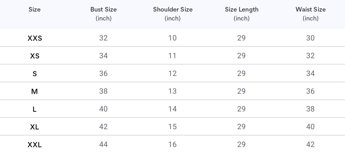 Size chart