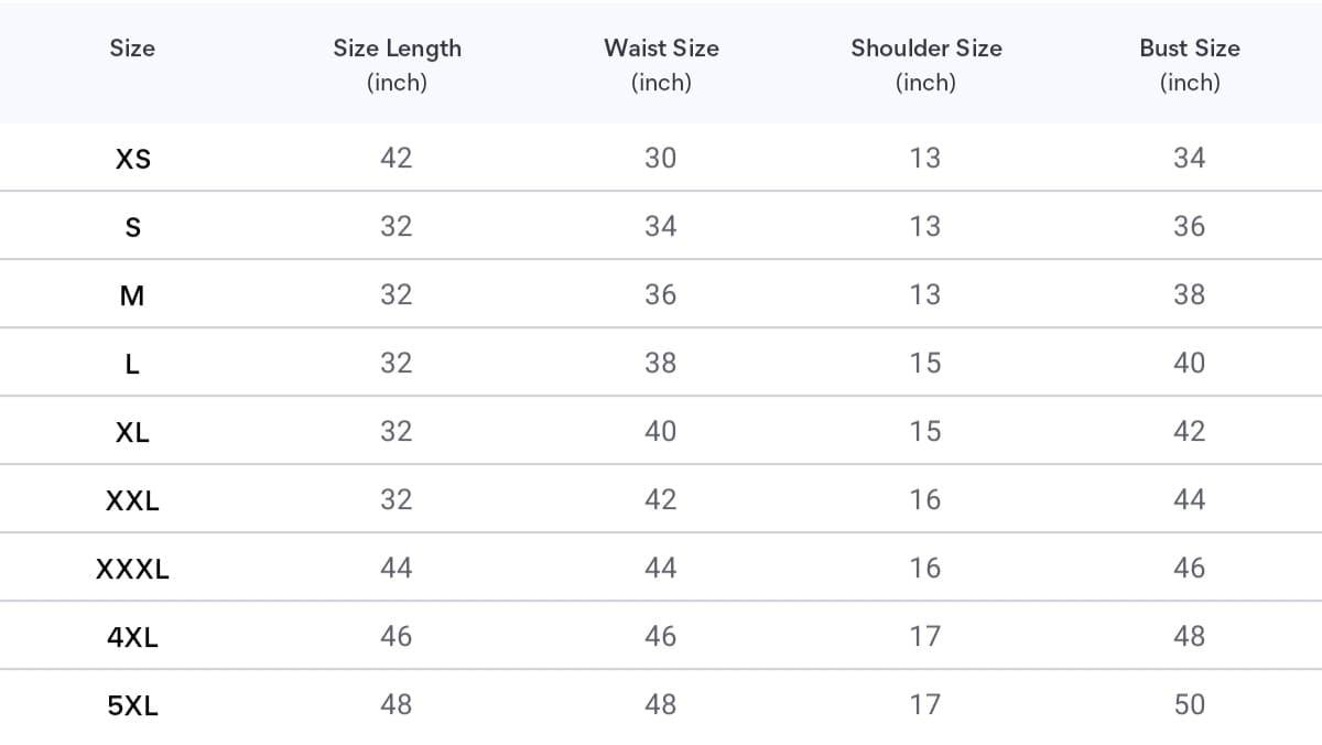 Size chart