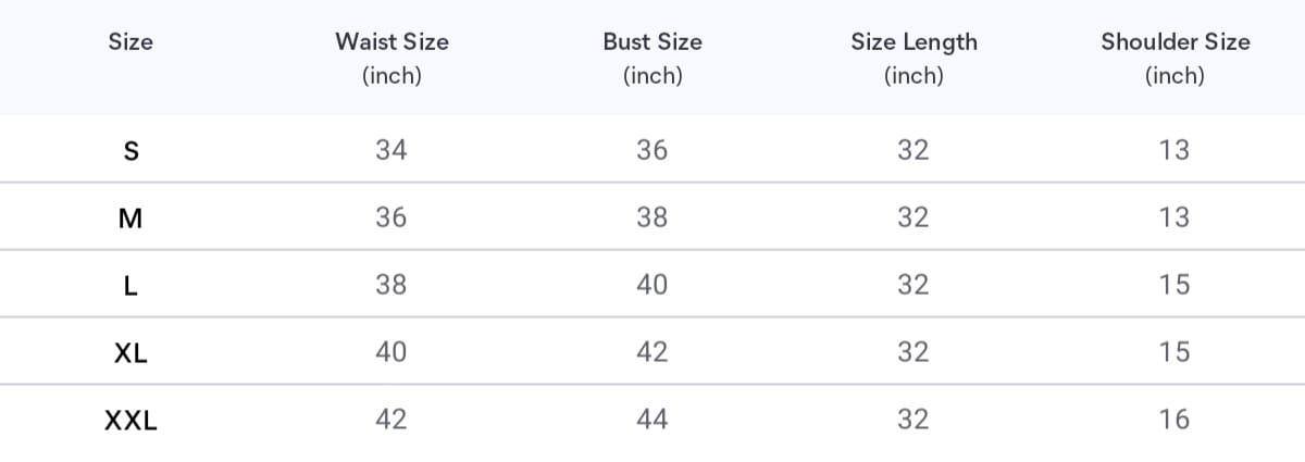 Size chart