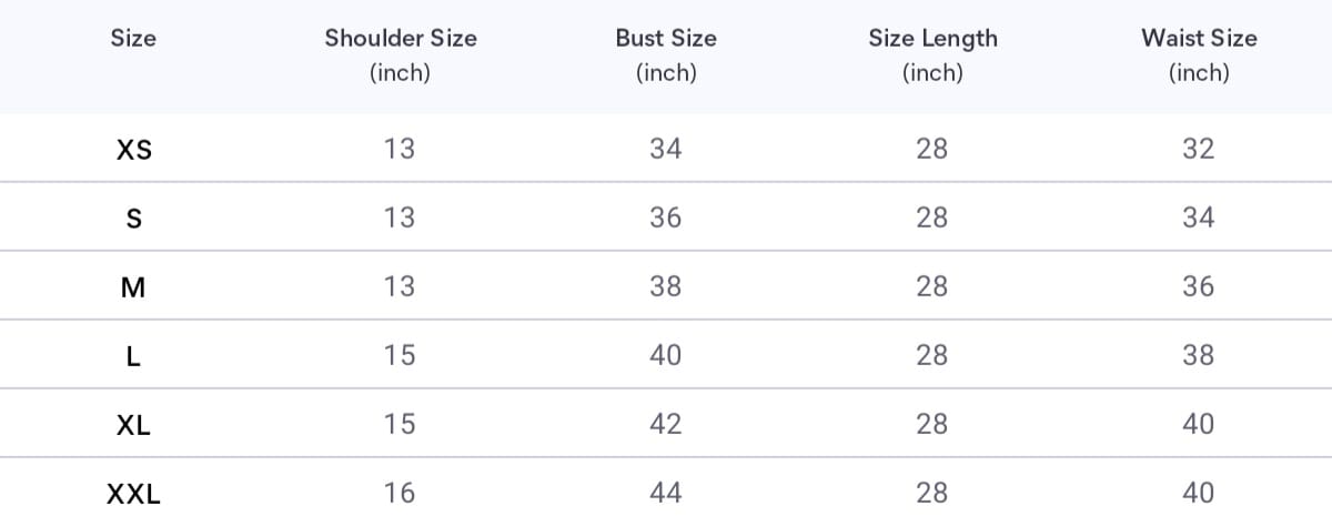 Size chart